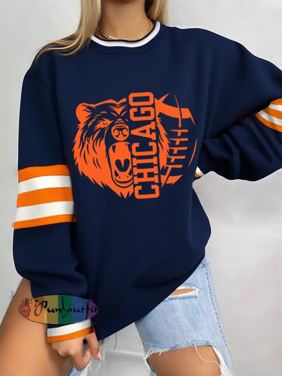 Women’s Fans Lovers Gameday Casual Sweatshirt Navy Blue / S