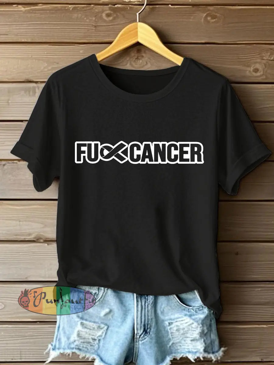 Women’s Fight Cancer T Shirt Black / S