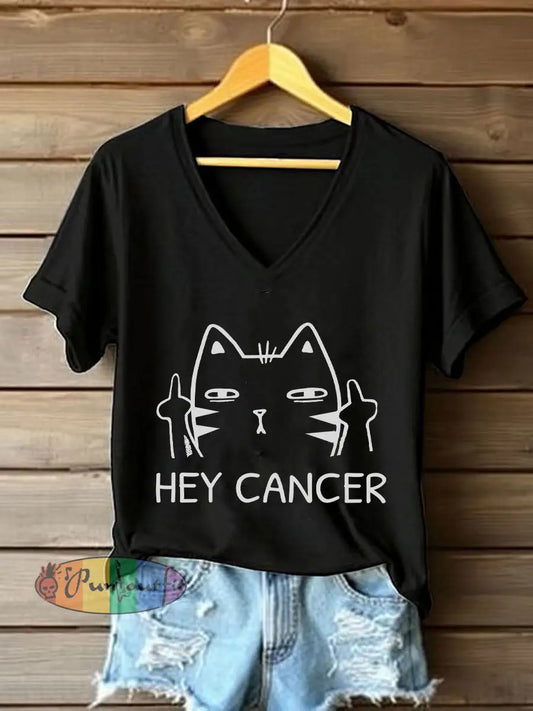 Women’s Fight Cancer T Shirt Black / S