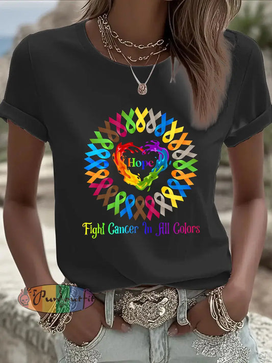 Women’s Fight Cancer T Shirt Black / S