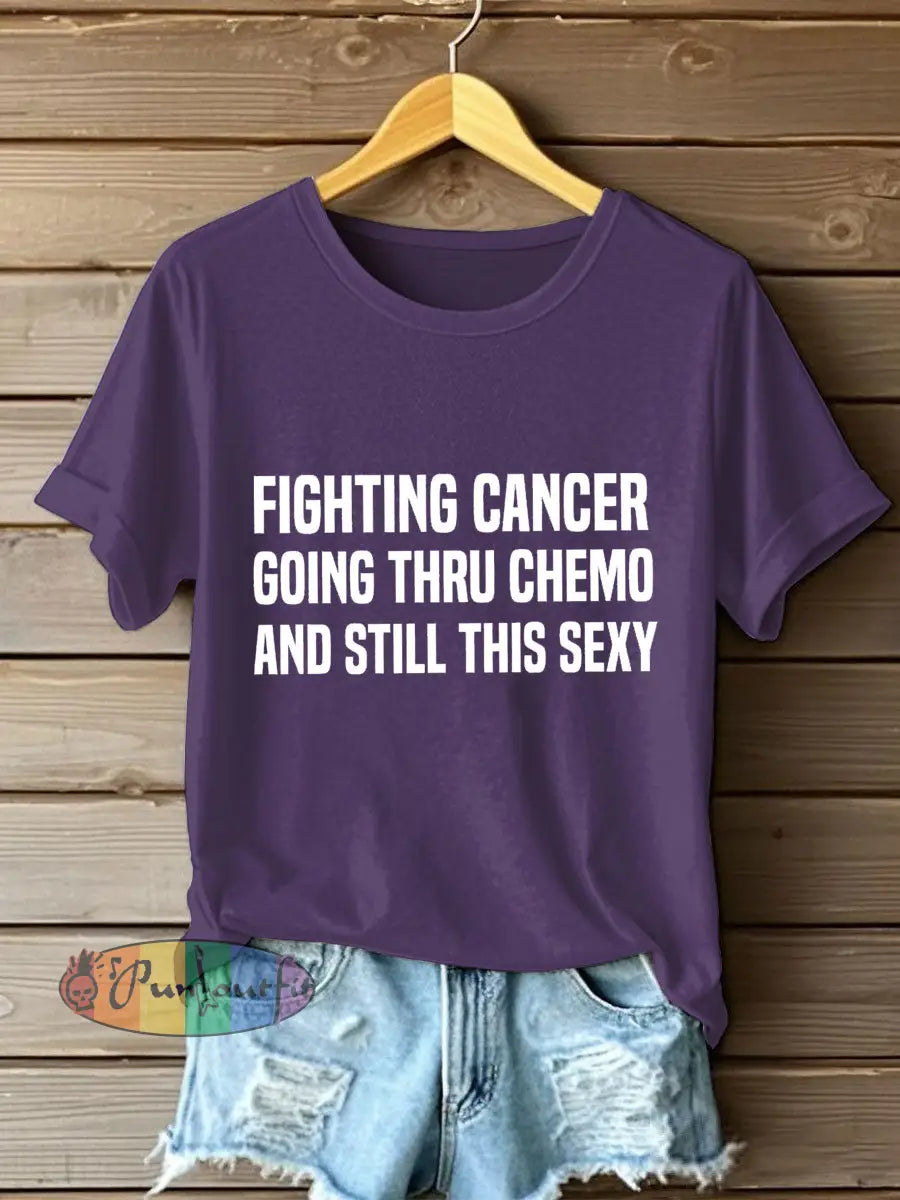 Women’s Fight Cancer T Shirt Deep Purple / S