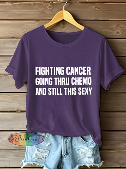 Women’s Fight Cancer T Shirt Deep Purple / S