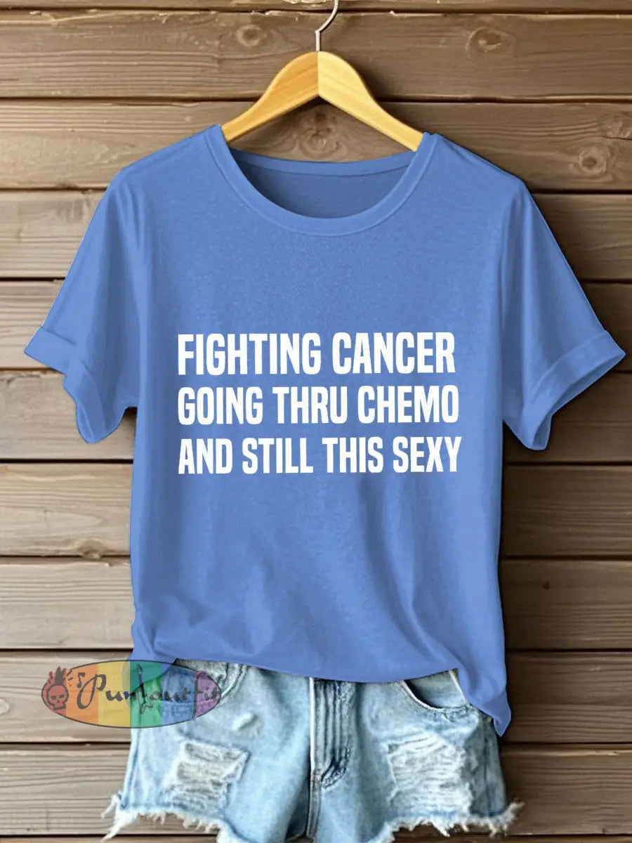 Women’s Fight Cancer T Shirt Light Blue / S