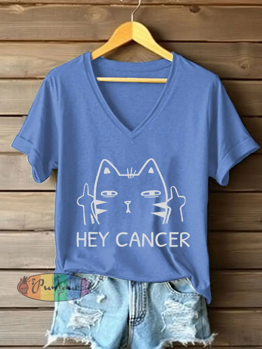 Women’s Fight Cancer T Shirt Light Blue / S