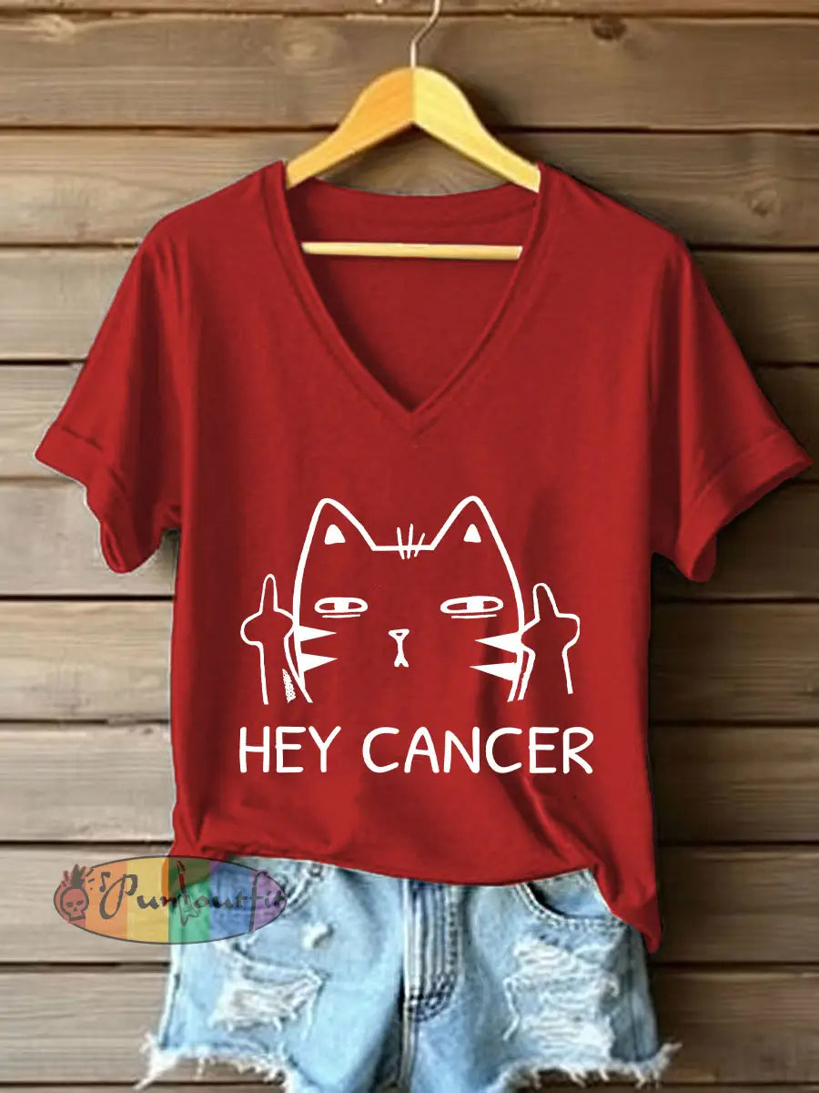Women’s Fight Cancer T Shirt Red / S