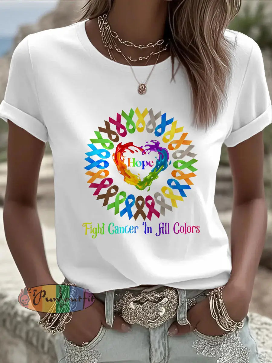 Women’s Fight Cancer T Shirt White / S