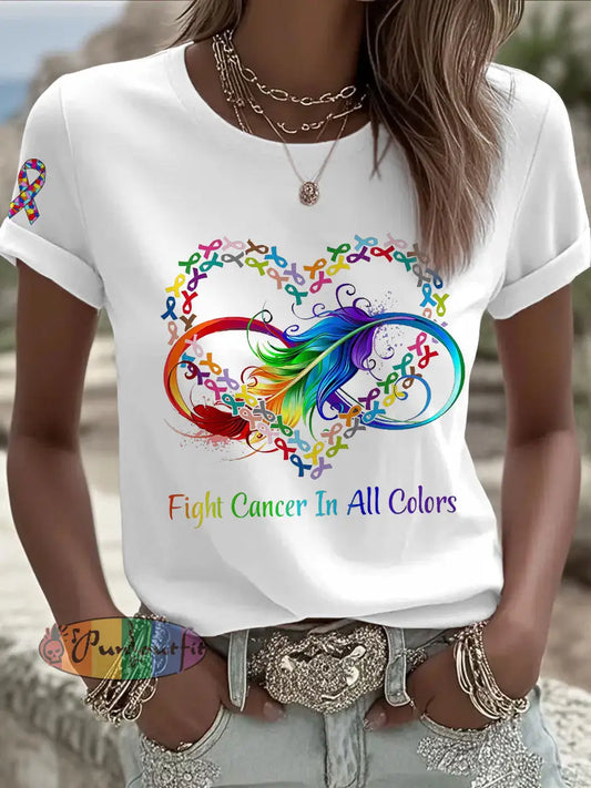 Women’s Fight Cancer T Shirt White / S