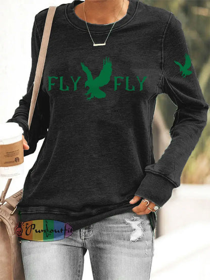 Women’s Fly Eagles Fly Football Fans Lovers Gameday Casual Sweatshirt Black / S