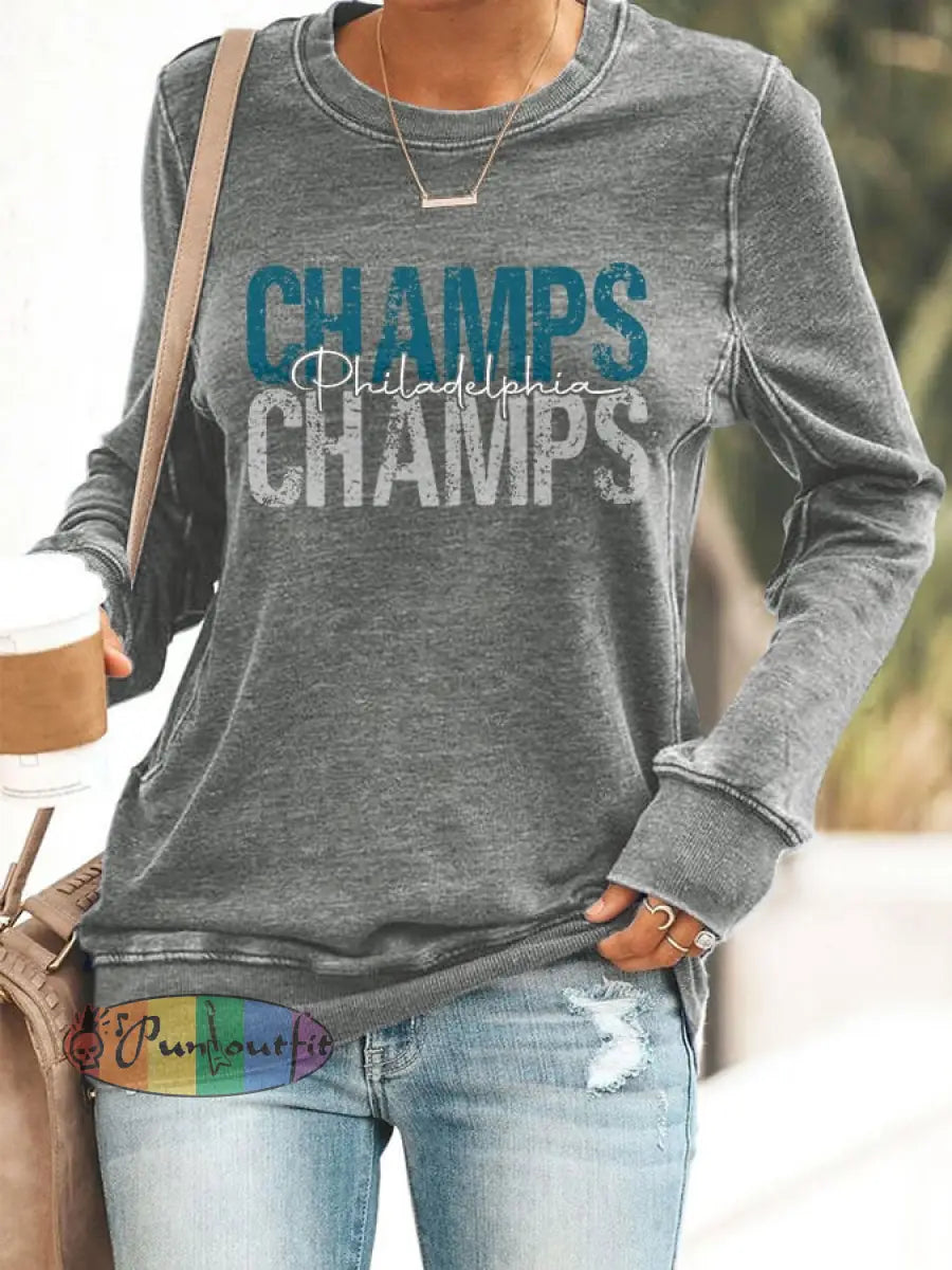 Women’s Football Fans Lovers Gameday Casual fitted sweatshirt Gray / S