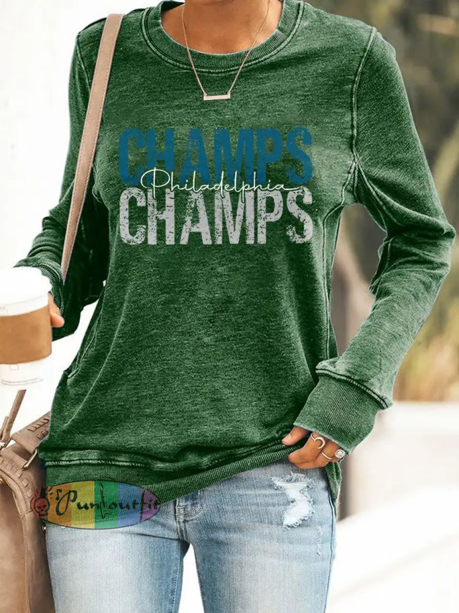 Women’s Football Fans Lovers Gameday Casual fitted sweatshirt Green / S
