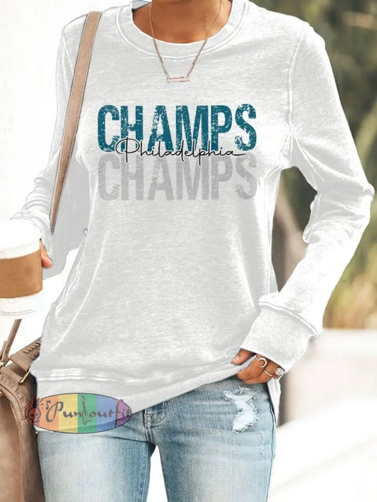 Women’s Football Fans Lovers Gameday Casual fitted sweatshirt White / S
