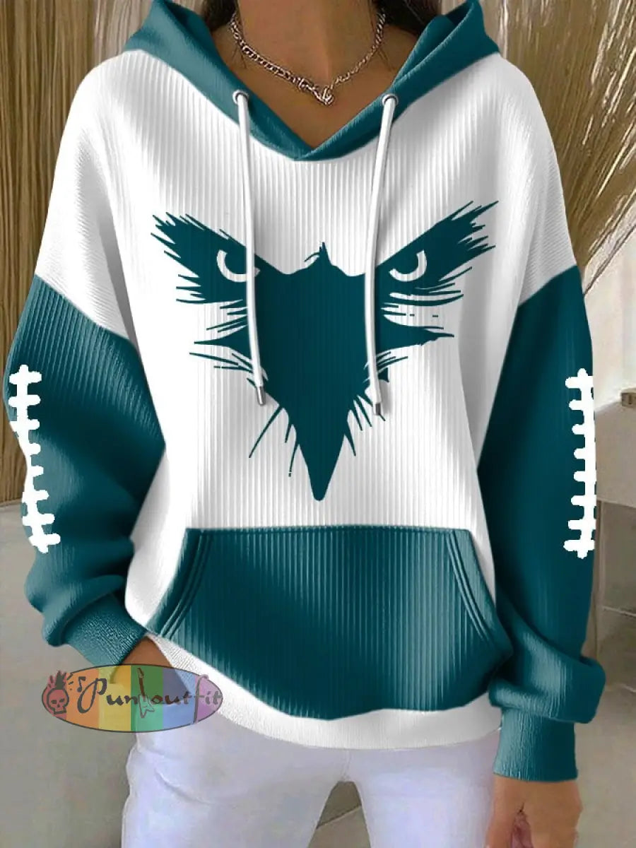 Women’s Football Fans Lovers Gameday Casual Hooded Sweatshirt with Pockets As picture / S