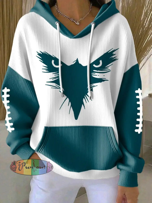 Women’s Football Fans Lovers Gameday Casual Hooded Sweatshirt with Pockets As picture / S
