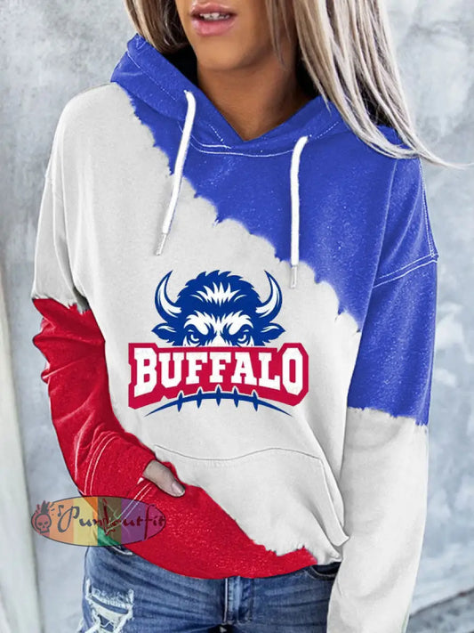 Women’s Football Fans Lovers Gameday Casual hoodie Blue-Red / S