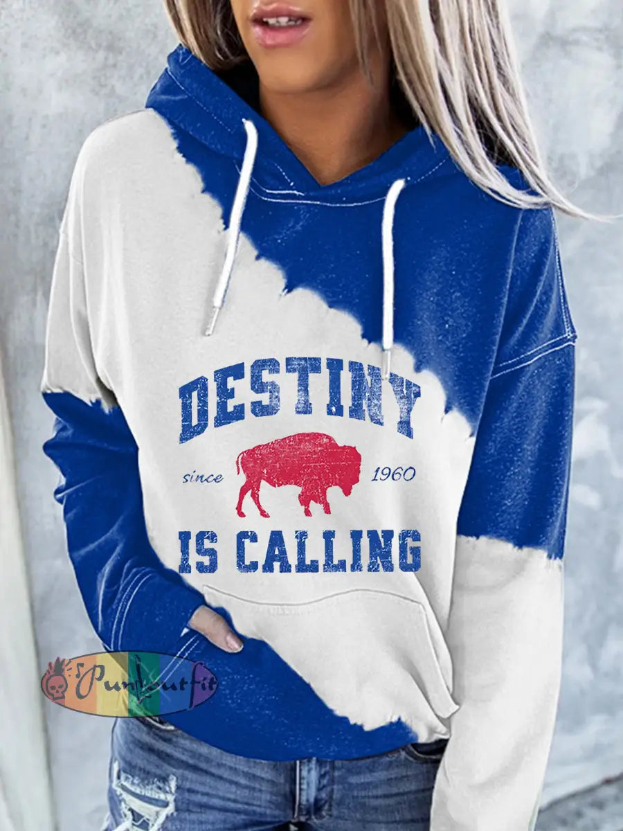 Women’s Football Fans Lovers Gameday Casual Hoodie Blue / S