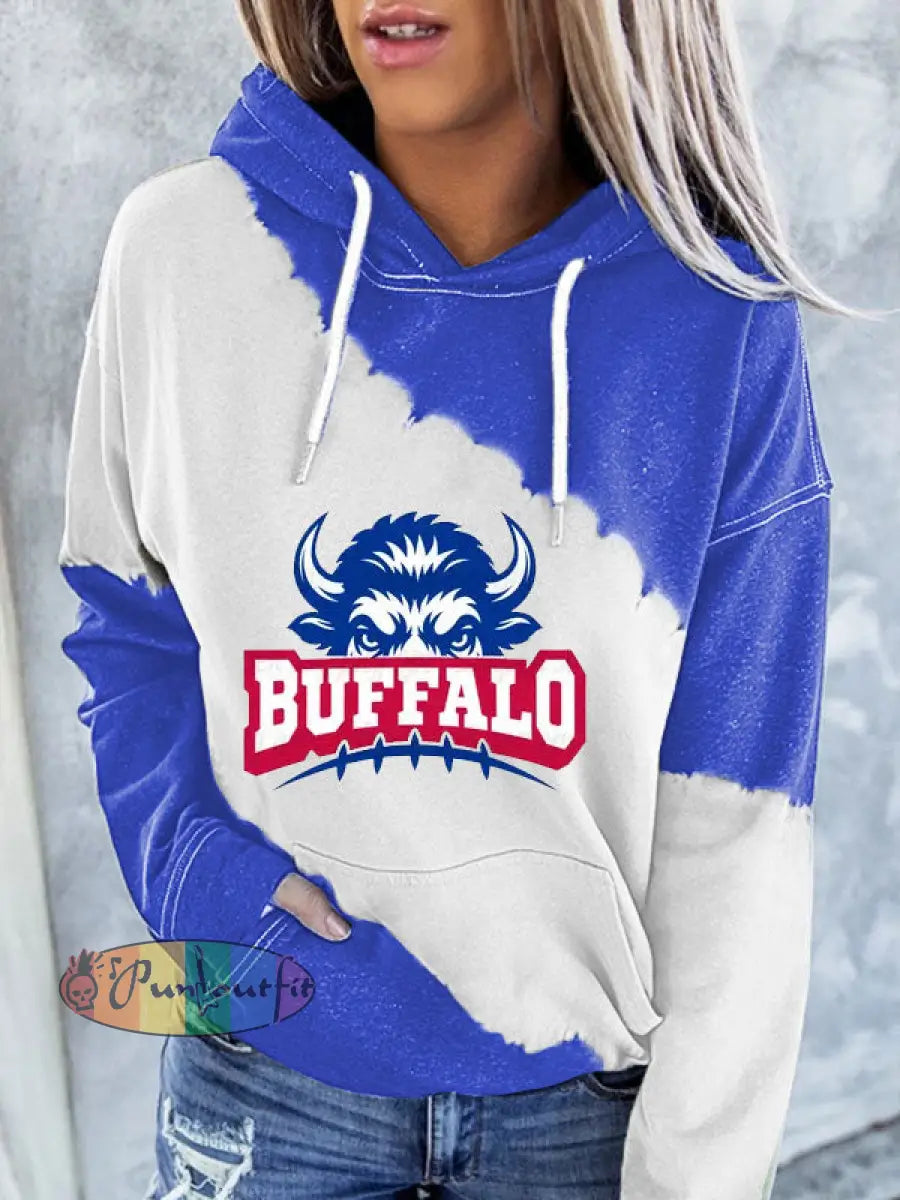 Women’s Football Fans Lovers Gameday Casual hoodie Blue / S