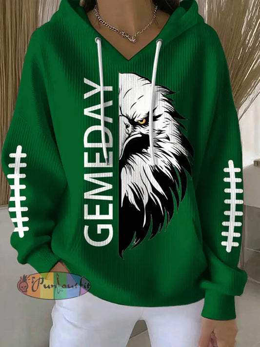 Women’s Football Fans Lovers Gameday Casual Hoodie Green / S