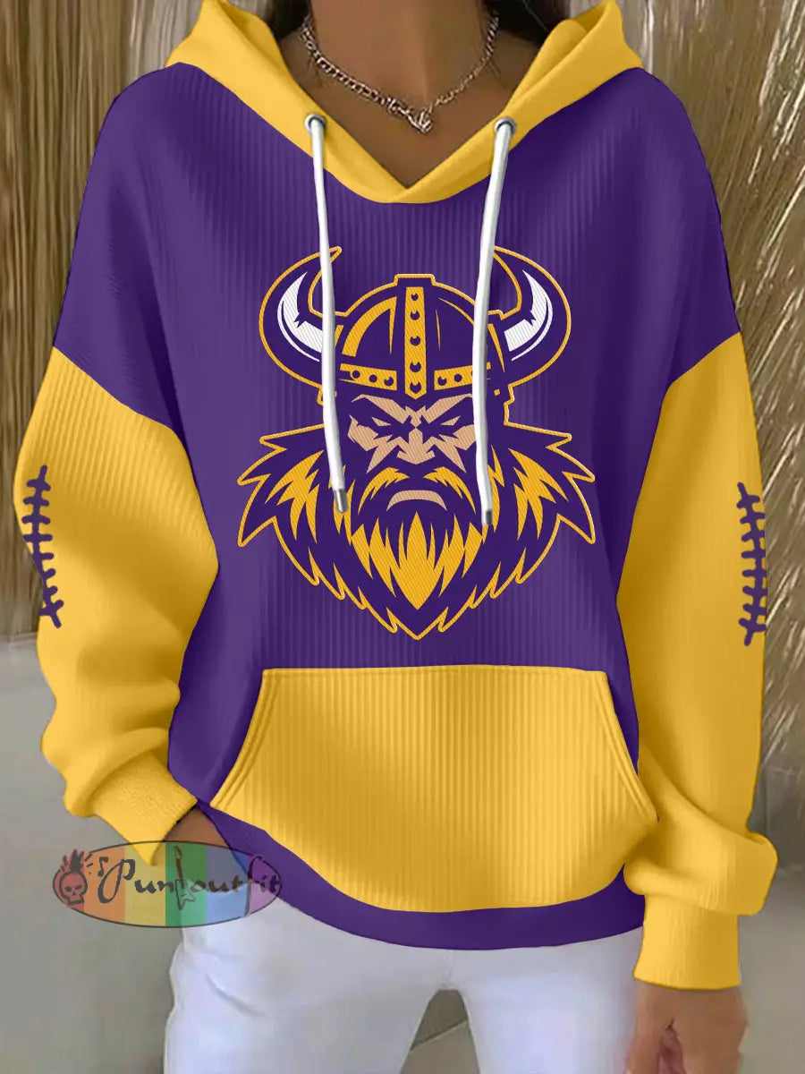 Women’s Football Fans Lovers Gameday Casual Hoodie Purple / S