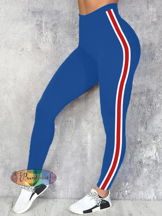 Women’s Football Fans Lovers Gameday Casual Leggings Blue / S