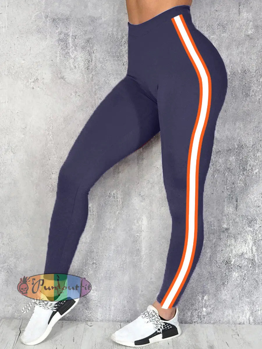 Women’s Football Fans Lovers Gameday Casual Leggings Navy Blue / S