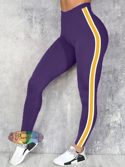 Women’s Football Fans Lovers Gameday Casual Leggings Purple / S
