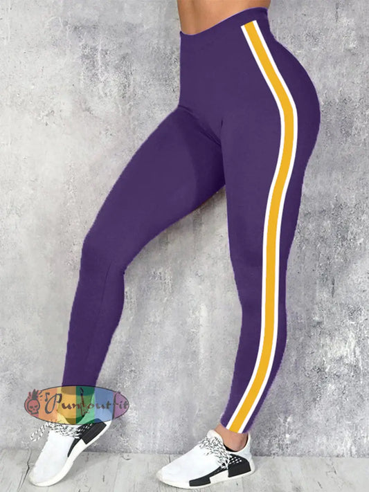 Women’s Football Fans Lovers Gameday Casual Leggings Purple / S