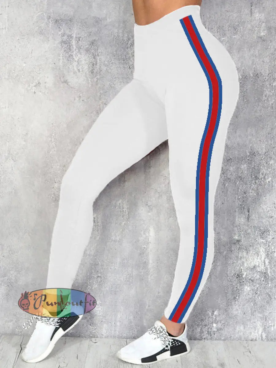 Women’s Football Fans Lovers Gameday Casual Leggings White / S
