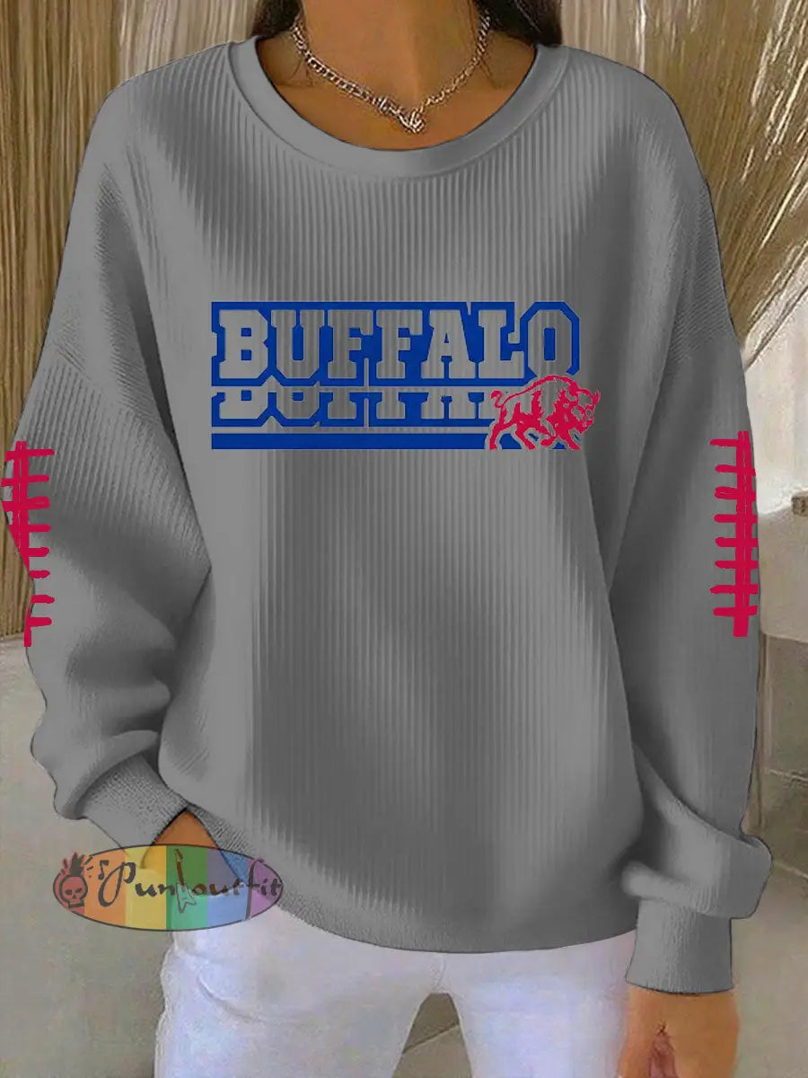 Women’s Football Fans Lovers Gameday Casual Long Sleeve Shirt Gray / S