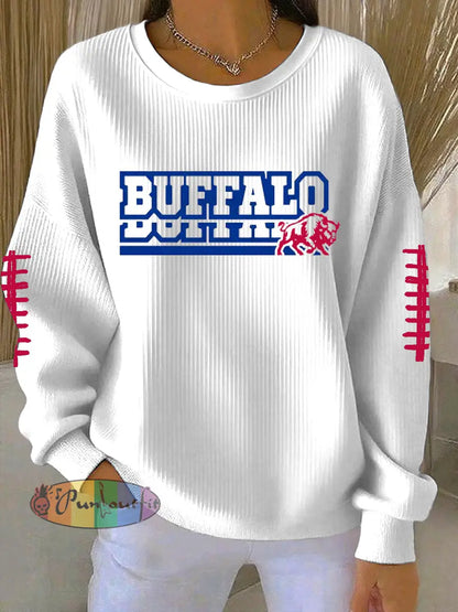 Women’s Football Fans Lovers Gameday Casual Long Sleeve Shirt White / S
