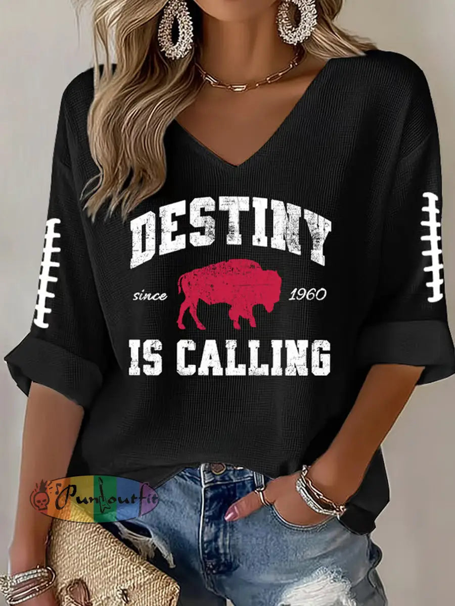 Women’s Football Fans Lovers Gameday Casual Long-Sleeve Top Black / S
