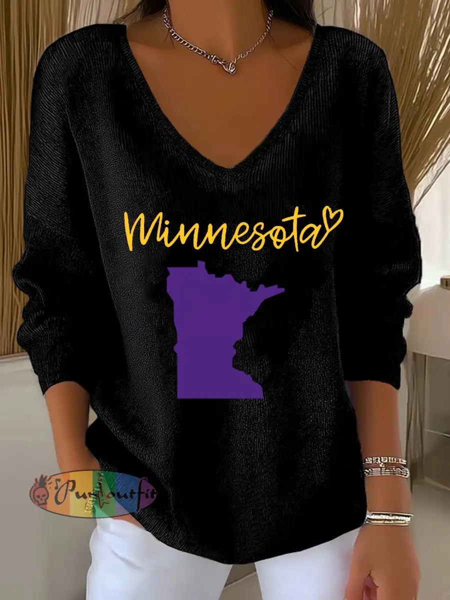 Women’s Football Fans Lovers Gameday Casual Long-Sleeve Top Black / S