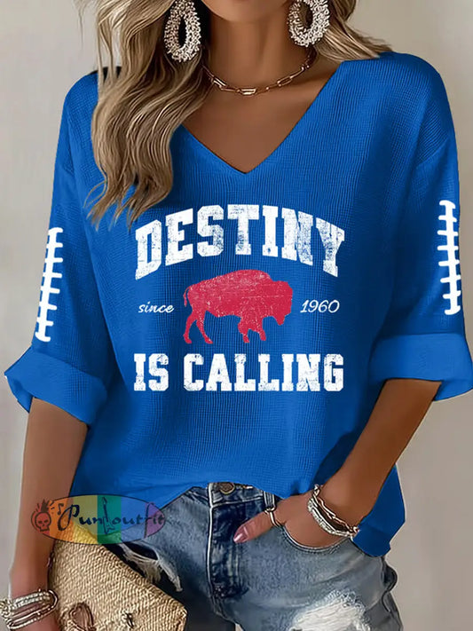 Women’s Football Fans Lovers Gameday Casual Long-Sleeve Top Blue / S