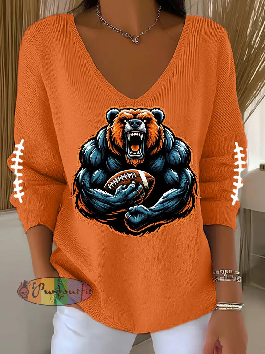Women’s Football Fans Lovers Gameday Casual Long-Sleeve Top Orange / S