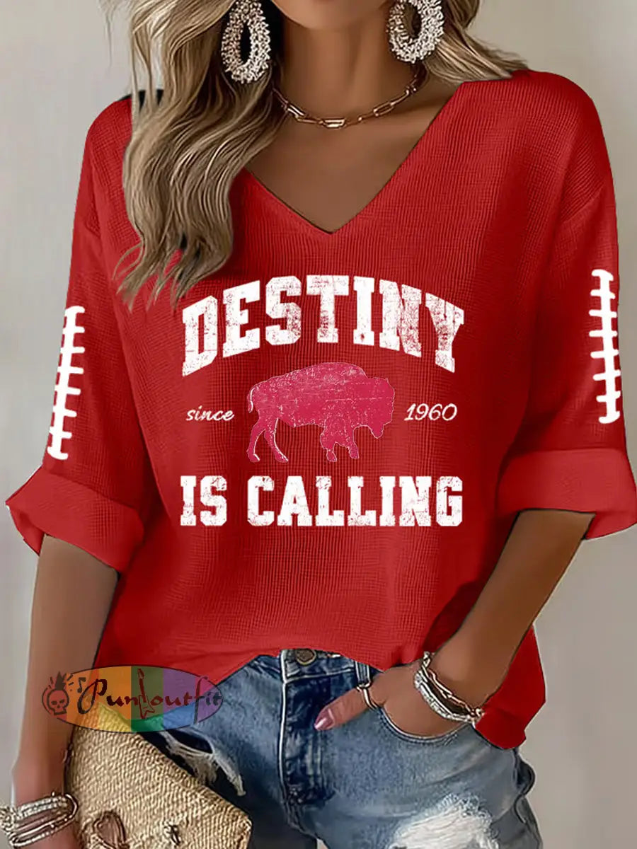Women’s Football Fans Lovers Gameday Casual Long-Sleeve Top Red / S