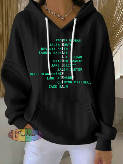 Women’s Football Fans Lovers Gameday Casual Printed Hoodie Black / S