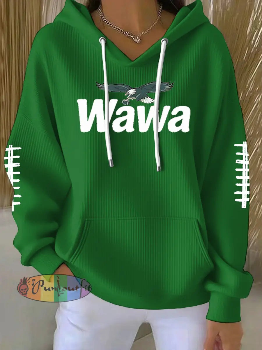 Women’s Football Fans Lovers Gameday Casual Printed Hoodie Green / S