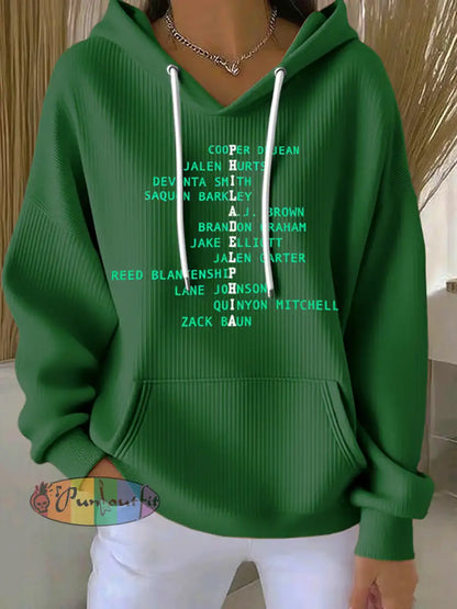 Women’s Football Fans Lovers Gameday Casual Printed Hoodie Green / S