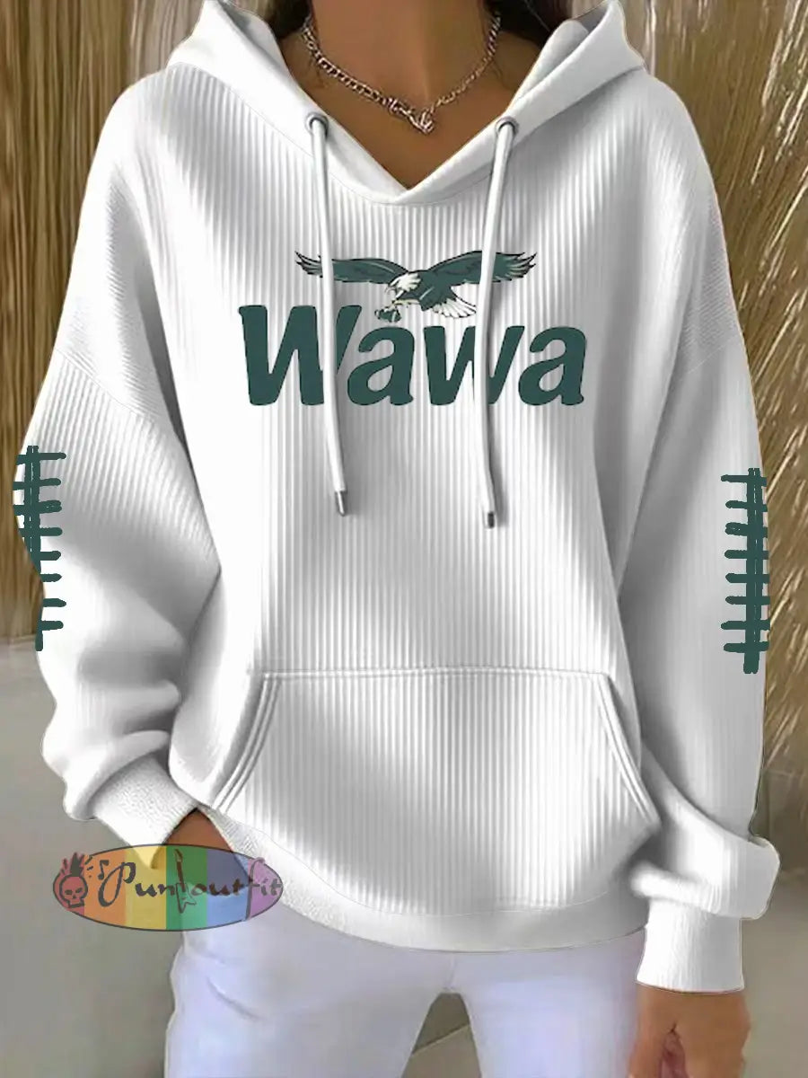 Women’s Football Fans Lovers Gameday Casual Printed Hoodie White / S