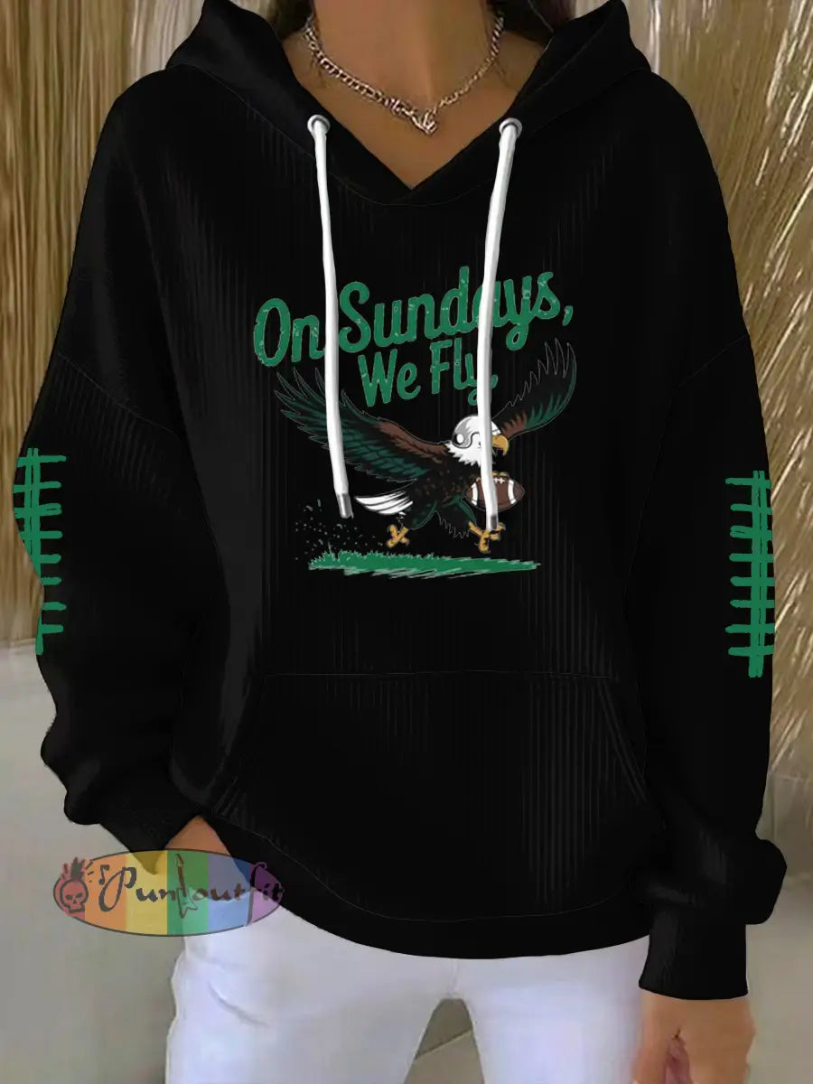 Women’s Football Fans Lovers Gameday Casual Printed Tops Black / S