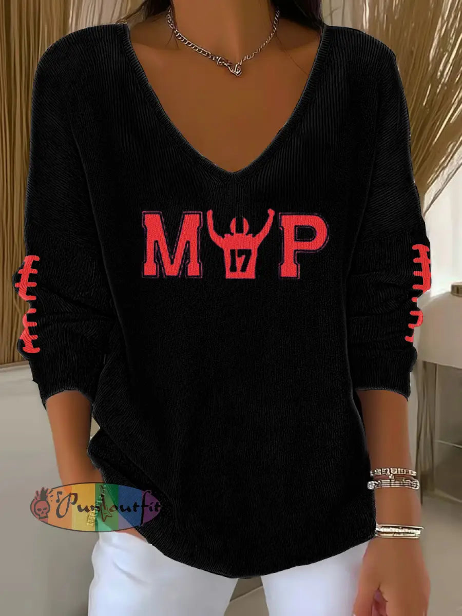 Women’s Football Fans Lovers Gameday Casual Printed Tops Black / S