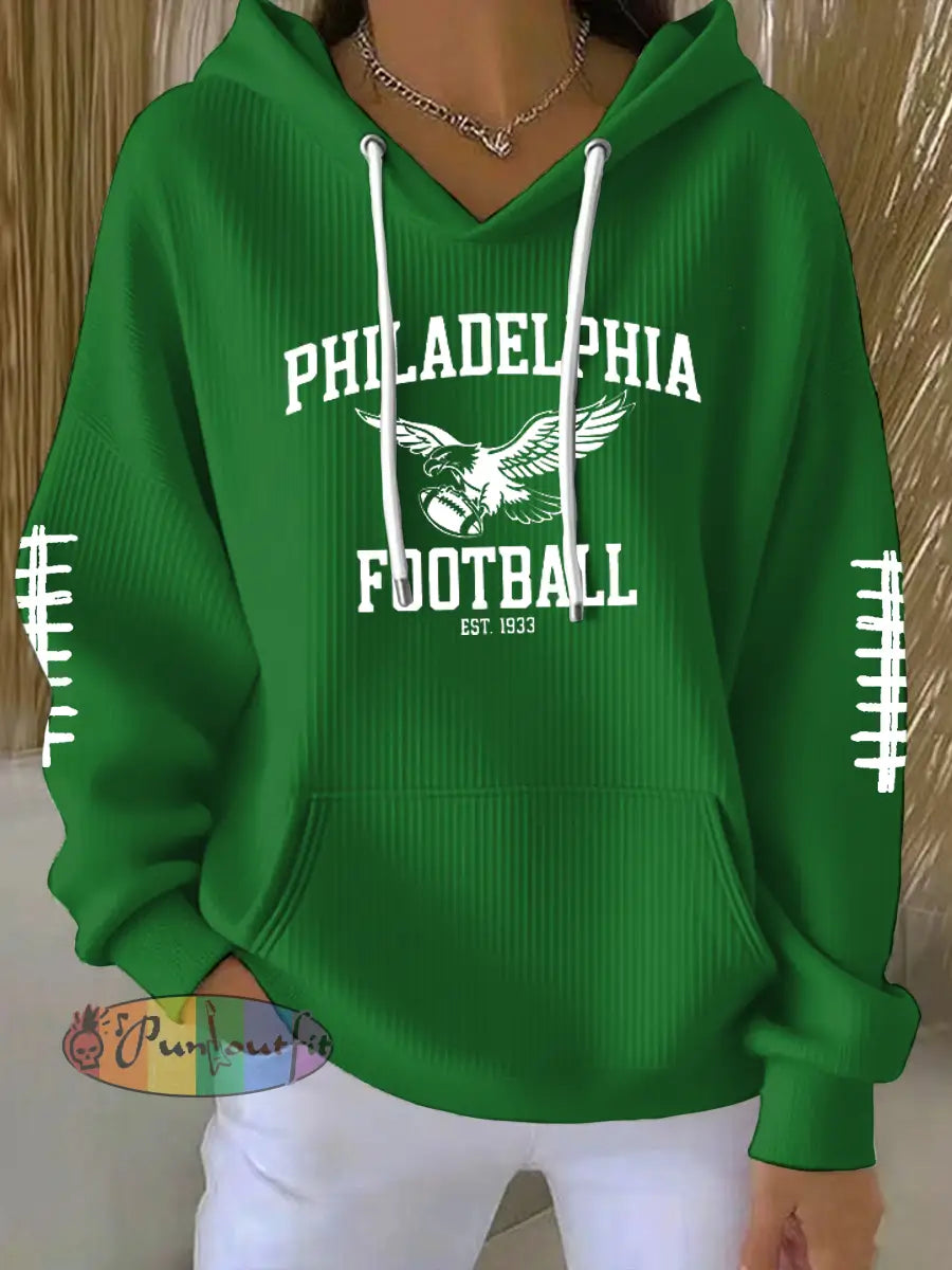 Women’s Football Fans Lovers Gameday Casual Printed Tops Green / S