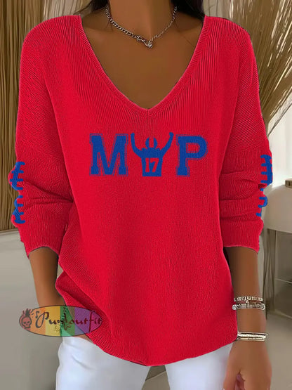 Women’s Football Fans Lovers Gameday Casual Printed Tops Red / S