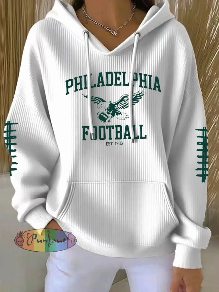 Women’s Football Fans Lovers Gameday Casual Printed Tops White / S