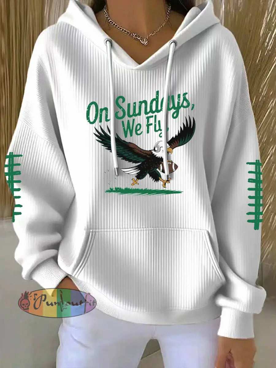 Women’s Football Fans Lovers Gameday Casual Printed Tops White / S