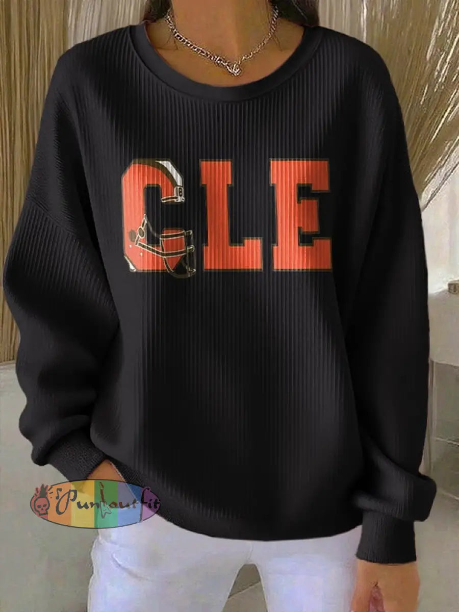 Women’s Football Fans Lovers Gameday Casual Regular Sweatshirt Black / S