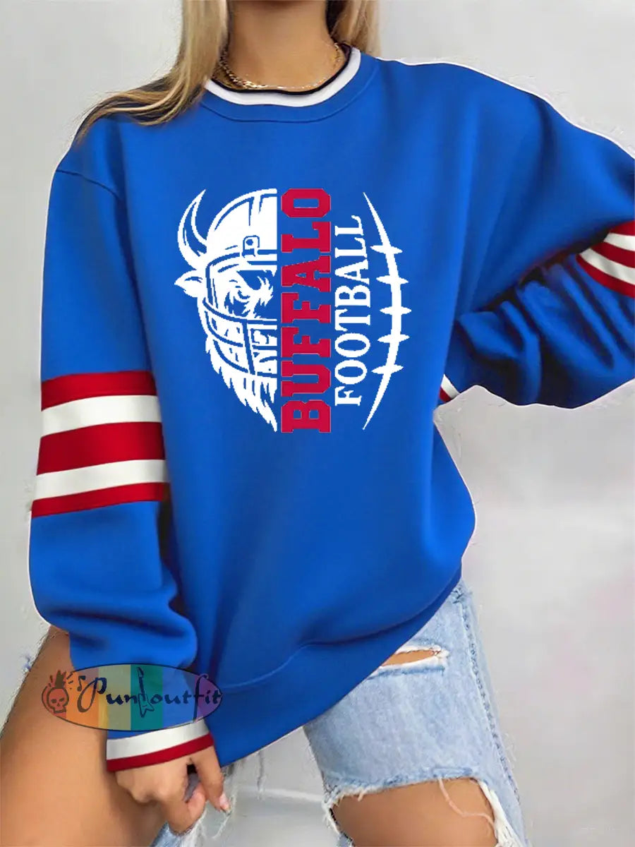 Women’s Football Fans Lovers Gameday Casual Regular Sweatshirt Blue / S