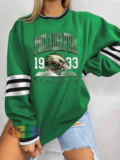 Women’s Football Fans Lovers Gameday Casual Regular Sweatshirt Green / S