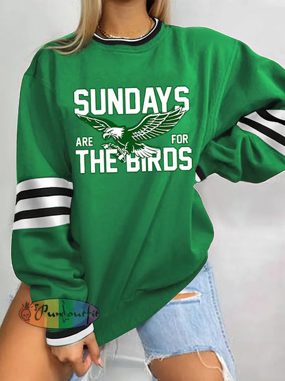 Women’s Football Fans Lovers Gameday Casual Regular Sweatshirt Green / S