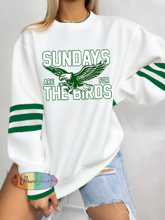 Women’s Football Fans Lovers Gameday Casual Regular Sweatshirt White / S
