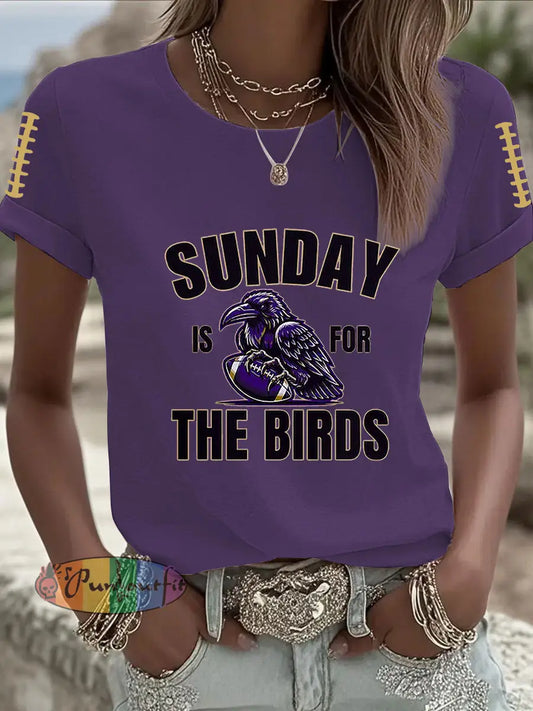 Women’s Football Fans Lovers Gameday Casual Short Sleeve T shirt Deep Purple / S